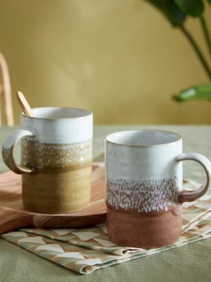 Stoneware Mugs, Set of 2, 400ml